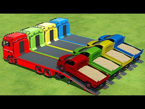 LOAD SUGARCANE ON COLORED NISSAN CARS & TRANSPORT WITH MAN TRUCKS   Farming Simulator 22