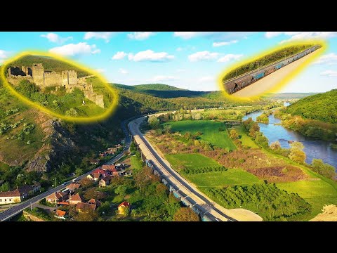 🚁🚂 Urmărire aeriană a unui marfar pe Valea Mureșului 🏰 Cetatea Șoimoș 🛤️ jud. Arad 📅 08 05 2021