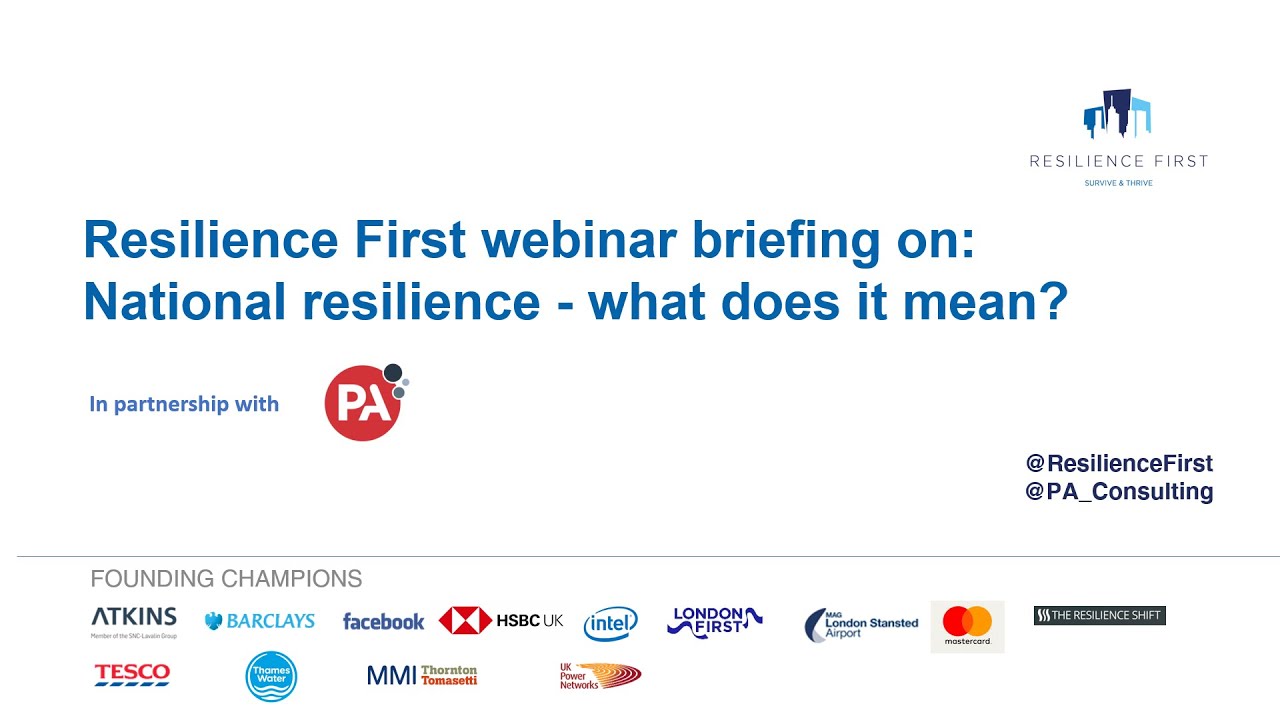 Resilience First webinar - National Resilience- What does it mean? - 30 June 2020