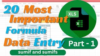 20 Most Important Formulas used for Data Entry(Part-1)||Data Entry Work in Excel ||Basic to Advance