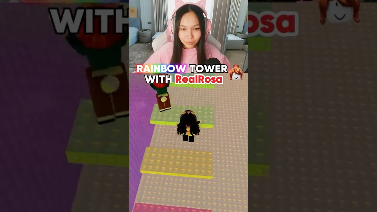 Rainbow Tower race with @RealRosa  #roblox #robloxshorts