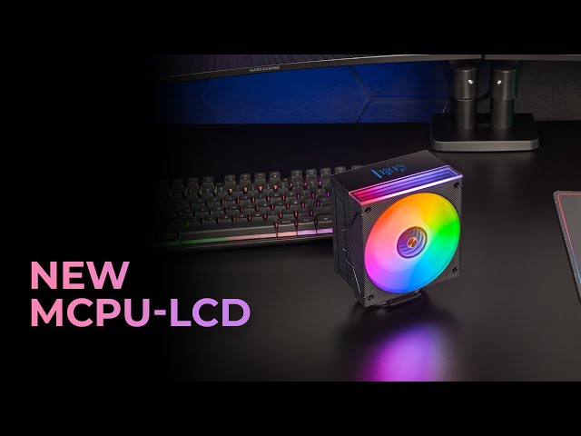 Dissipateur thermique pour processeur Mars Gaming Mcpu-lcd, 300 W TDP, 6 caloducs, ventilateur ARGB, écran LCD 120 mm, noir video