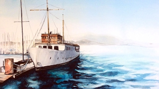 Watercolor Boat at the Marina Painting Demonstration