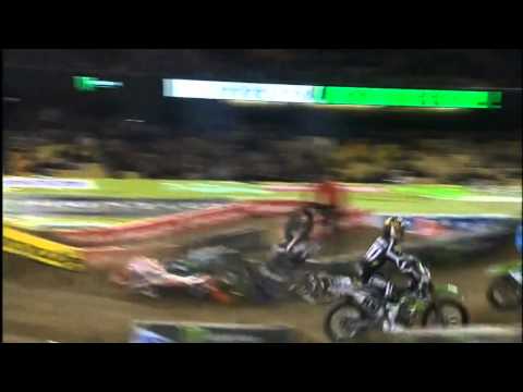 Ryan Morris lands on Trey Canard at RD3 2012 AMA Supercross