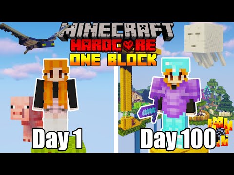 I Survived For 100 Days Of HARDCORE Minecraft In ONE BLOCK Skyblock... Here's What Happened