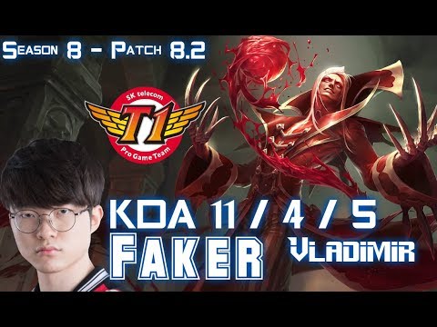 SKT T1 Faker VLADIMIR vs AZIR Mid - Patch 8.2 KR Ranked
