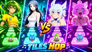 Brazil Girl Vs El Gato Nya Vs KPop Hunter Vs Uma Neko | Tiles Hop EDM Rush 💥 | V Gamer