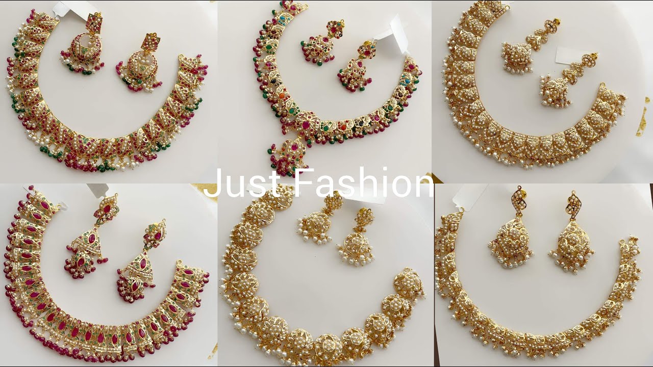 Beautiful Pearl Ratna Necklace Set with Gold