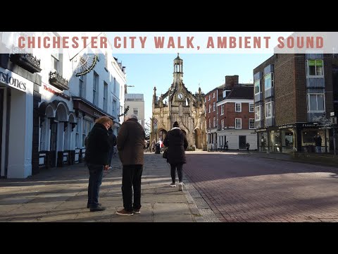 Chichester city centre West Sussex England  virtual walk winter 4k 2024 ambient sound