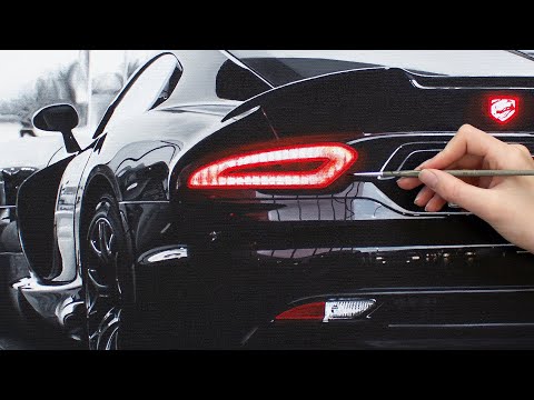 Automotive Artist painting Dodge Viper (timelapse)
