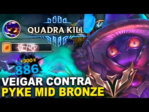 VEIGAR QUADRA KILL COMO SUBIR DE ELO DICAS PARA VOCÊ SAIR DO BRONZE | VEIGAR VS PYKE MID GAMEPLAY