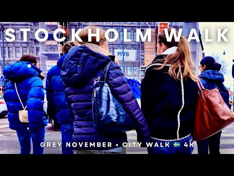 Grey November Walk in Stockholm 🇸🇪 | Calm City Streets, Sankt Eriksgatan & Westmalm (4K)