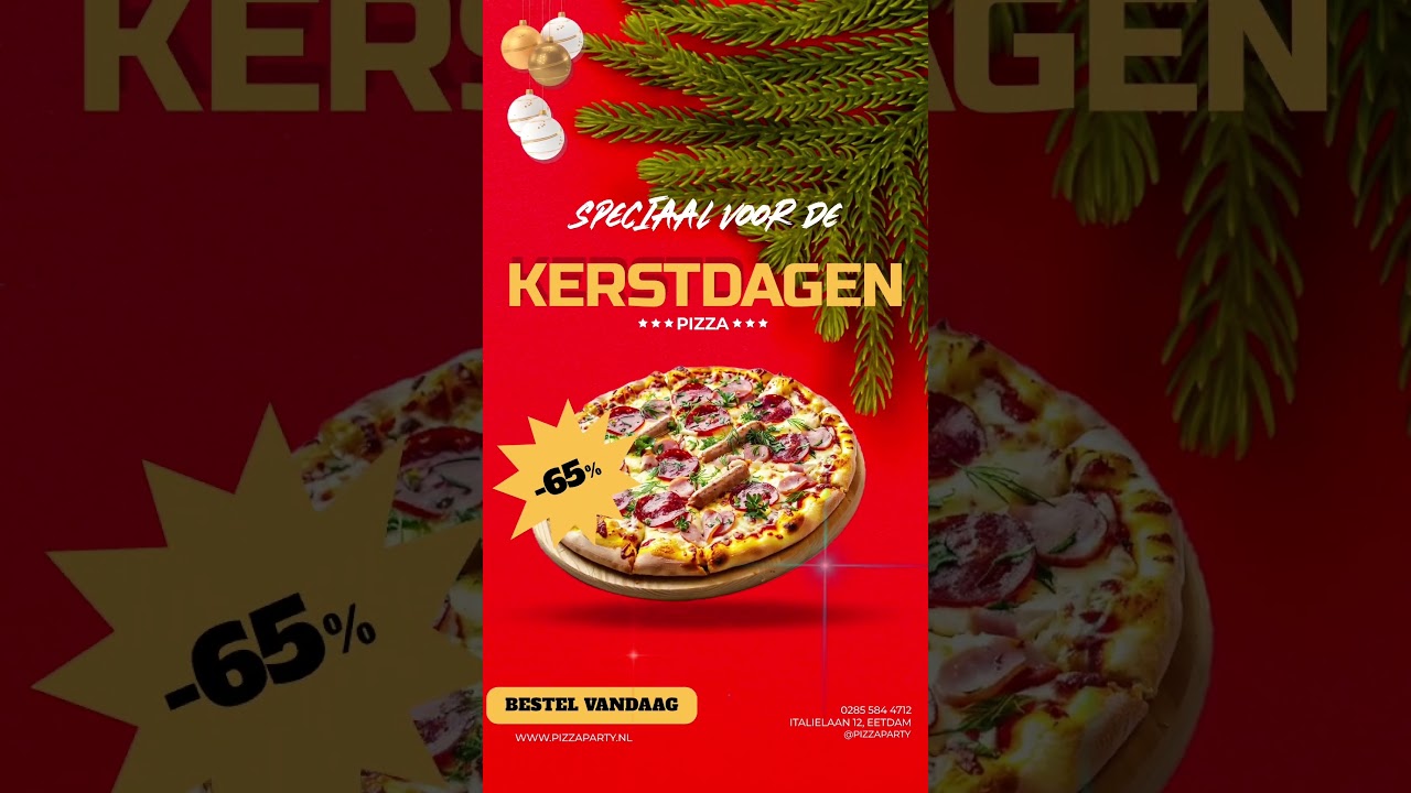 Template kerst pizza mobiel
