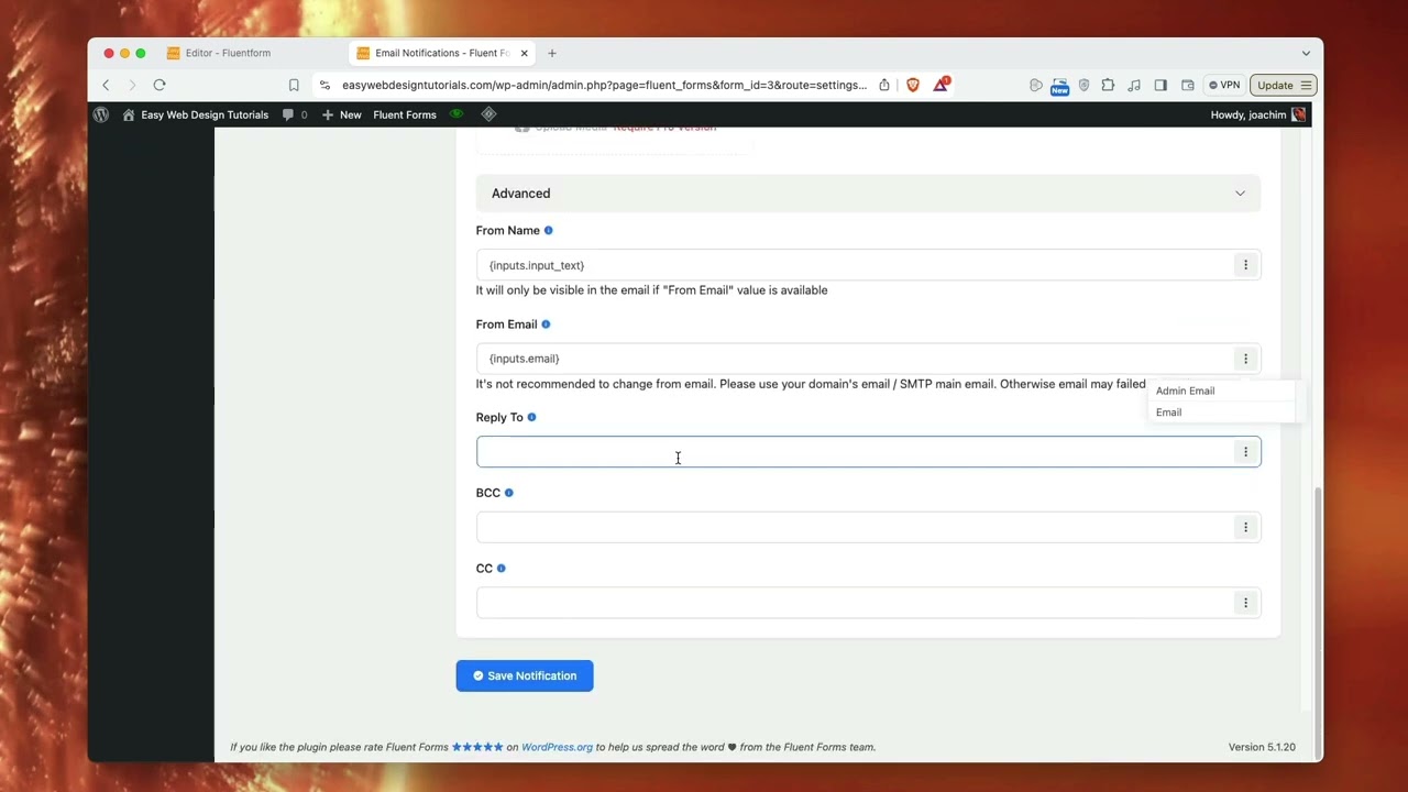 Setting up Fluent Forms Contact Form WordPress plugin