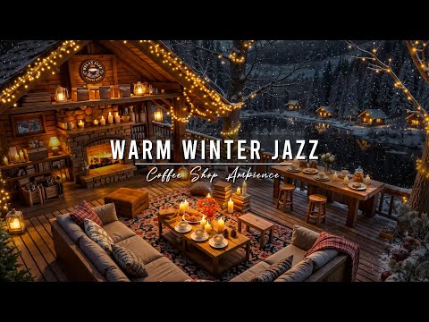 Cozy Winter Coffee Shop Ambience & Relaxing Piano Jazz Music to Study ⛄ Warm Jazz Instrumental Music