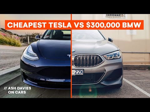 SELF-DRIVING TEST: Tesla Model 3 vs $300,000 BMW M850i Gran Coupe