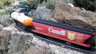 preview picture of video 'Aristocraft RS3 Diesel Engines in Action on a G SCALE Garden Railway in Luxembourg'