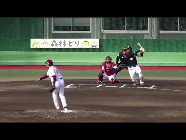 【ファーム】一塁線を鋭く破る打球!! マリーンズ・池田来翔 強い打球で同点タイムリーヒット!! 2025年3月27日 東北楽天ゴールデンイーグルス 対 千葉ロッテマリーンズ