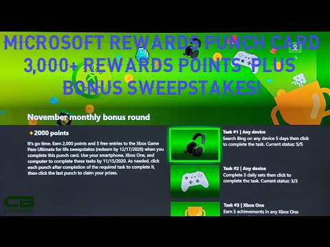 November Monthly Bonus Round Microsoft Rewards Punch Card - 2,000+ Points Up For Grabs & Bonuses!