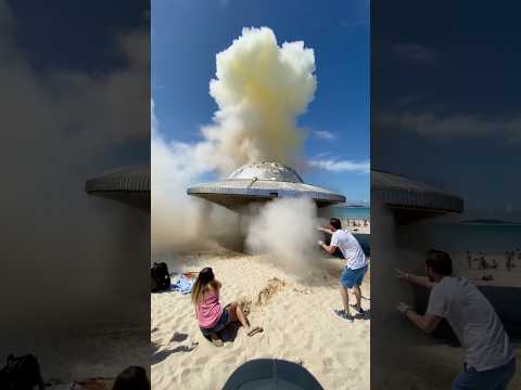 Beachgoers in shock as UFO touches down — real reactions caught live  #UFOs #UFO #uaps #UAP #ovni