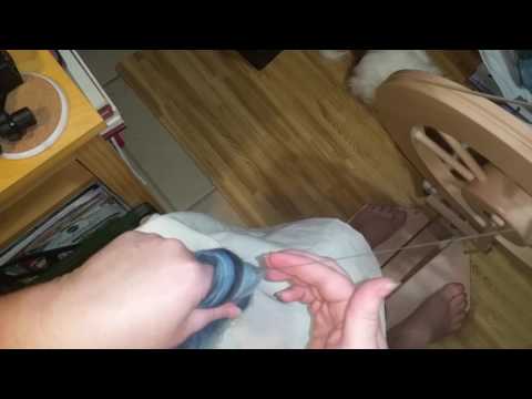 Spinning woolen lace weight single from the fold on Lendrum Original