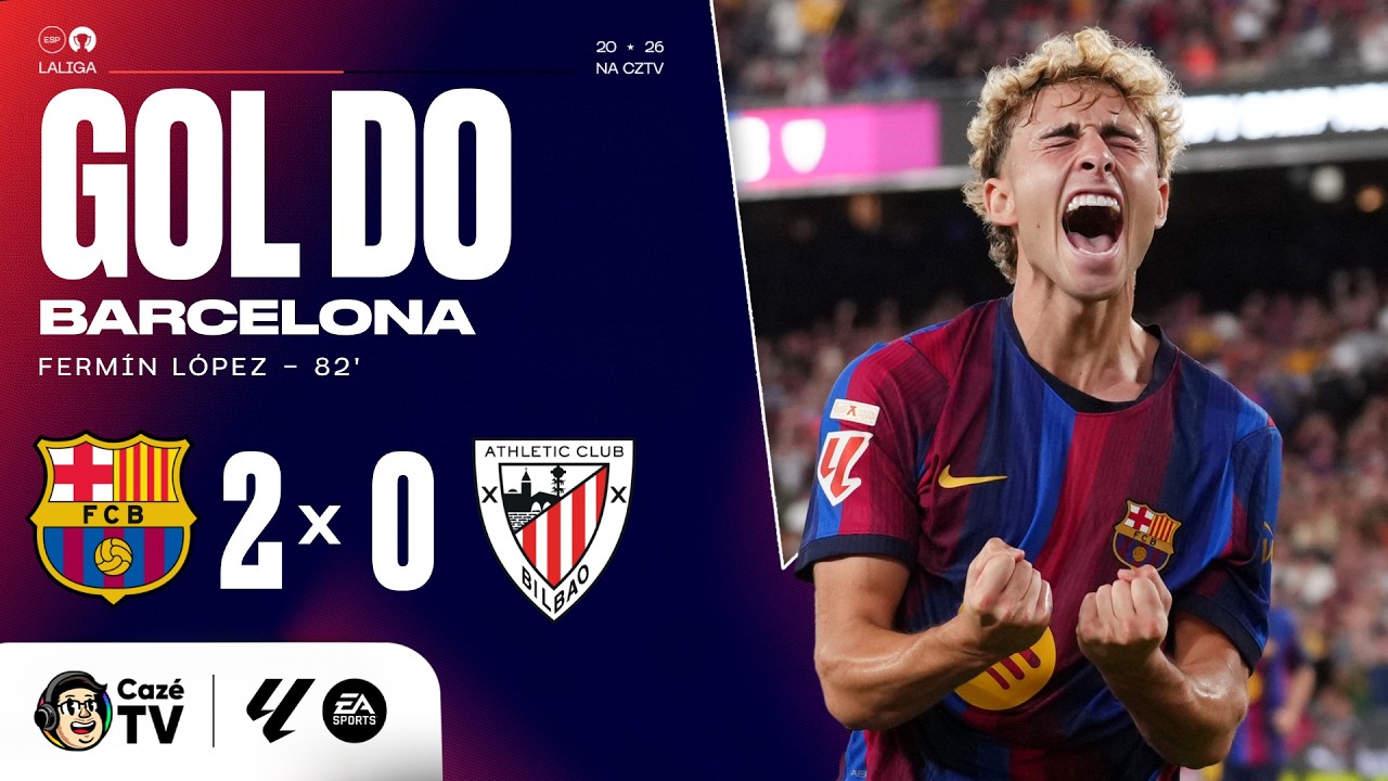 QUE LAMBANÇA DO ZAGUEIRO NO GOL! FERMÍN LÓPEZ AMPLIA A VANTAGEM DO BARÇA CONTRA O BILBAO PELA LALIGA