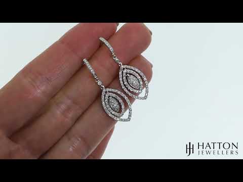 9ct White Gold 1.00ct Diamond Drop Earrings