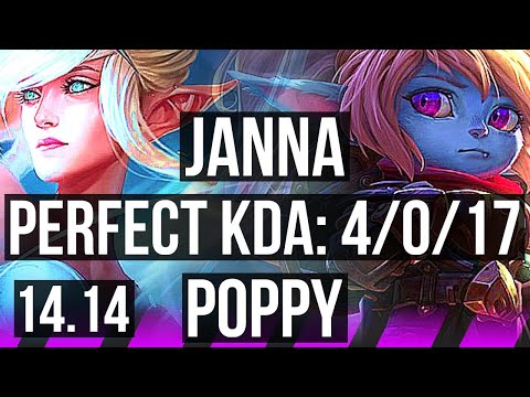 JANNA & Miss Fortune vs POPPY & Kai'Sa (SUP) | 4/0/17, 71% winrate | EUNE Master | 14.14