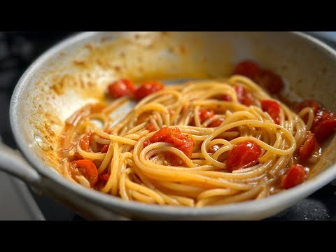 ミニトマトのオーブン焼きで作るイタリアンなトマトパスタ