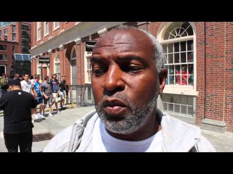 AMBROSE MENDY REACTS TO JAMES DeGALE v ANDRE DIRRELL OFFICIAL WEIGH IN / BOSTON