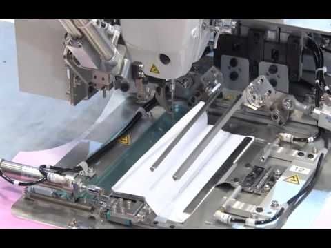 JUKI AMS-221ENSS3020 polo cut-out sewing machine video