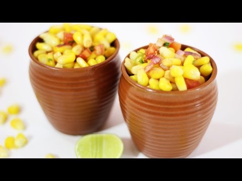 Spicy Sweet Corn Chaat -- Popular Indian Street Food Recipe
