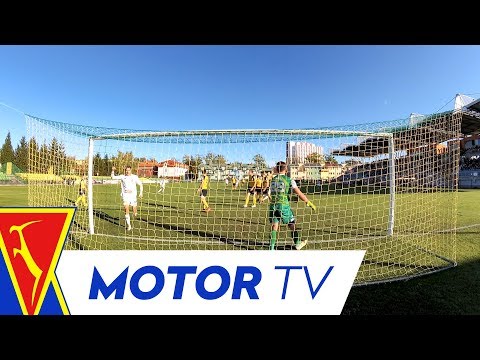 Gole żółto-biało-niebieskich z meczu Siarka Tarnobrzeg - Motor Lublin 1:2 widziane zza bramki