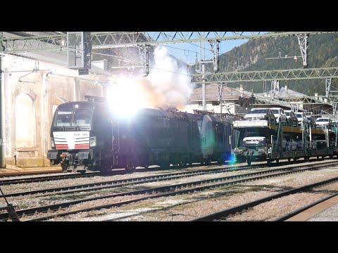 Große Funken aus Lok / 193 666-5 und 193 770-5 MRCE/Lokomotion (17.10.2019 Brennero/Brenner)