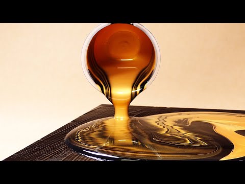 Golden Tiger pour | Fluid art Painting only with Black, Gold and Water
