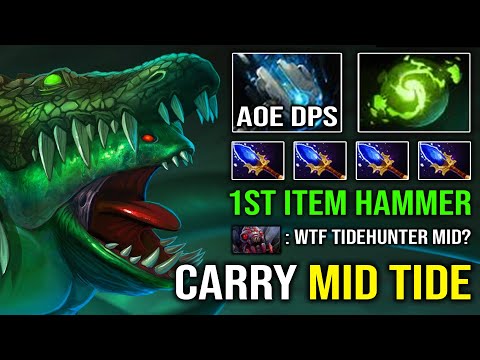 How to Carry Mid Tidehunter 1st Item Hammer Against Brood with Aghanim Refresher Dota 2