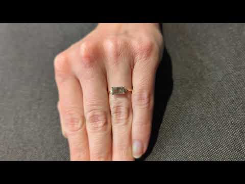 1.5ct Emerald Baguette Raw Salt and Pepper Diamond Gold Engagement Ring Art Deco 1920's Inspired