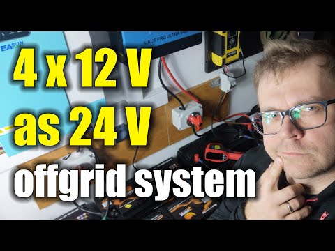 How to wire four 12V batteries - series-parallel for 24V solar inverter