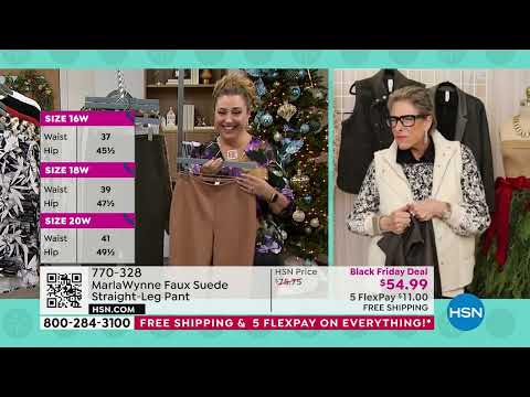 MarlaWynne Stretch Faux Suede StraightLeg Pant