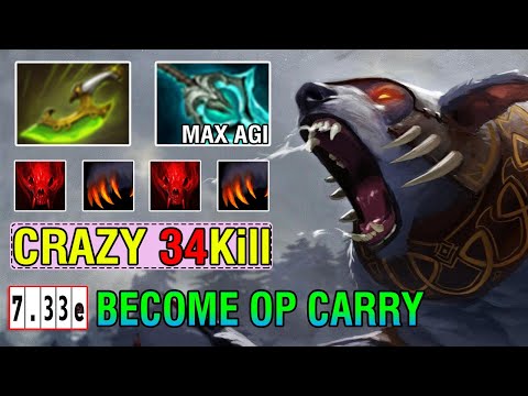CRAZY MONSTER CARRY [Ursa] Max Agility Build Disperser Noone Can Stand Nonstop 34Kills Dota2 7.33E
