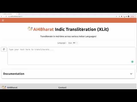 Transliteration Model Demo   AI4Bharat