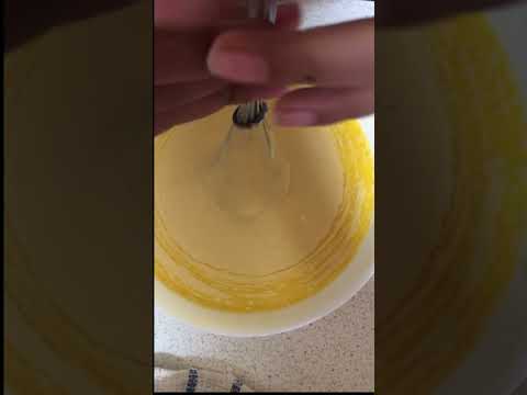 The swirly mixing of waffle batter!