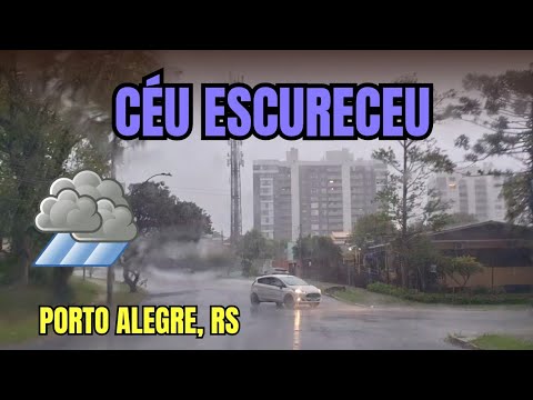 Tempo escurece e chove forte em Porto Alegre, ciclone em formação - 07/04/2026