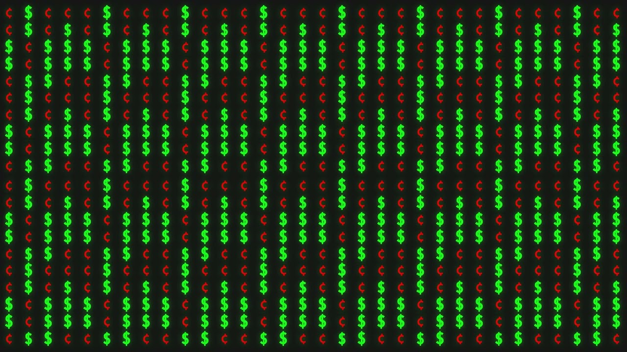 The Digital Dollar Matrix: Green & Red Currency Code | Abstract Motion Background Stock Footage