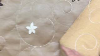 Tan Embroidered Flower Vine Upholstery Vinyl Fabric By The Yard