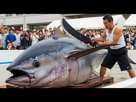 Tuna Master Cuts 337 KG Giant Bluefin Tuna with the Sharpest Knife on Earth
