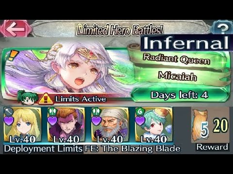 The battle with Limited unit : Vs. Legend! Micaiah - Infernal (with F2P units, SI and seals)