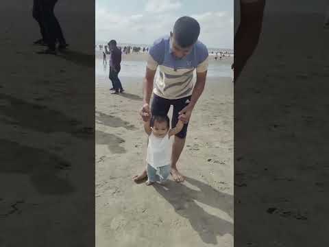 Sea beach baby#namira jahan#cute baby#chikiri bye bye