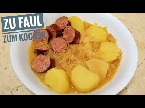 Mach diesen Sauerkraut, Kartoffel, Räucherwurst Topf wenn du zu faul zum kochen bist! günstig kochen
