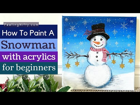How To Paint a Snowman | Easy Acrylic Painting for Beginners | Christmas Painting Idea